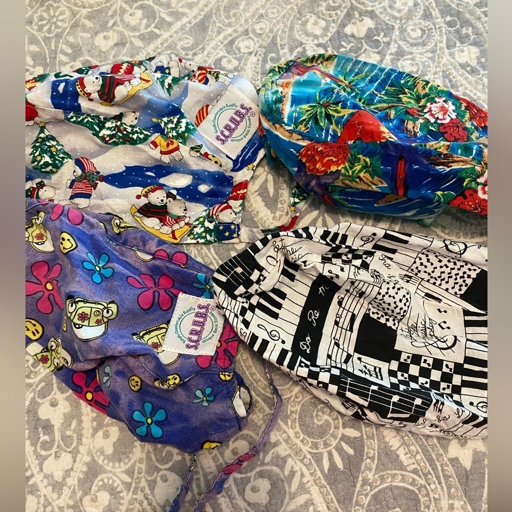 Scrub Caps Hats  Lot of four scrubs brand